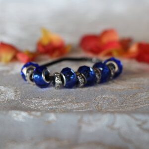Blue glass bead bracelet