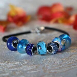 Blue glass bead bracelet
