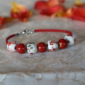 Brown & White glass bead bracelet