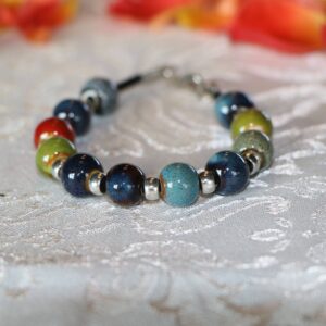 Ceramic blue & green beads bracelet