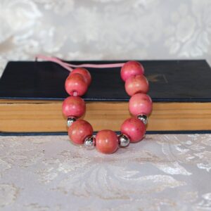 Cerise colour pendant wood beads