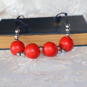 4 Red wood beads pendant